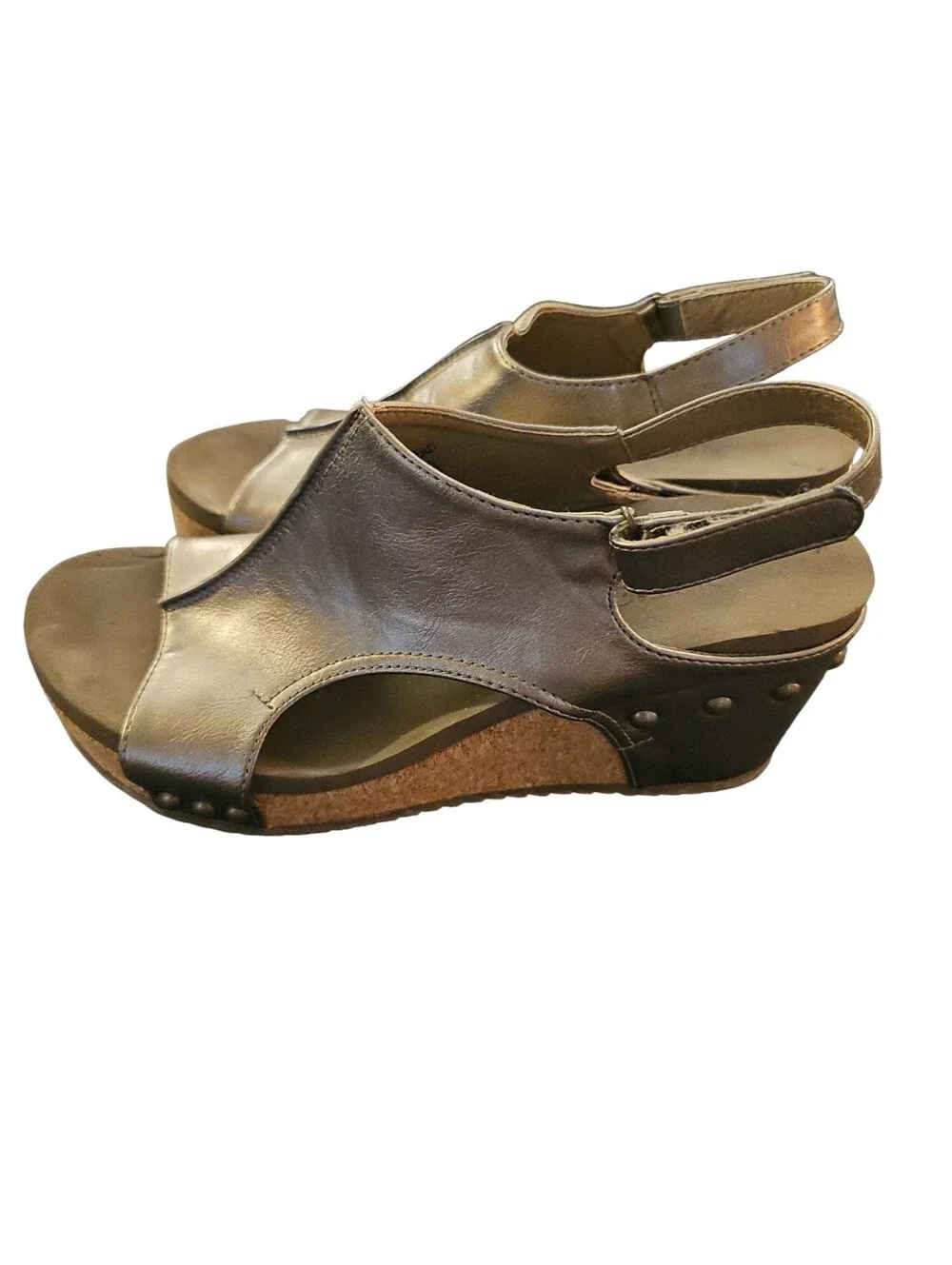 Boutique By Corky's Pewter Carley Wedge Sandals - Sz 9 SH234 - Picture 3 of 6